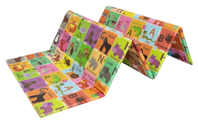 Humbi, dwustronna mata edukacyjna z pianki XPE, alfabet polski i wieś, 180-200 cm