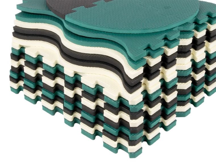 Humbi, mata piankowa, puzzle, kształty zoo, czarny kremowy ciemnozielony, 120-120 cm