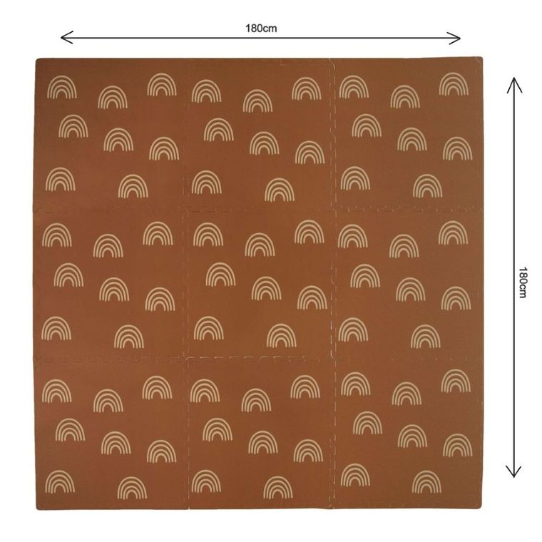 Humbi, mata piankowa, puzzle piankowe, brązowe łuki, 60-60 cm, 9 szt.