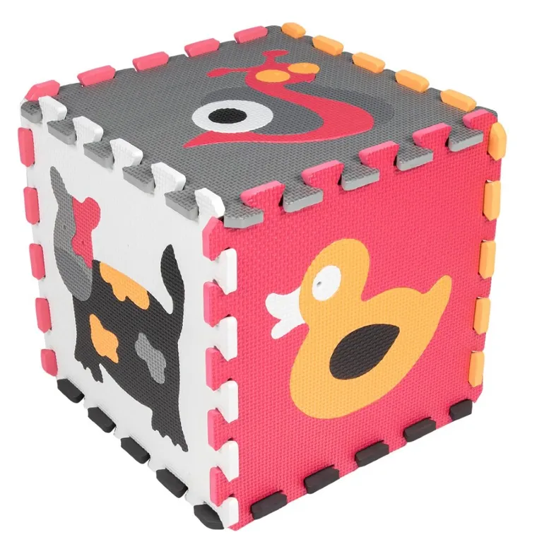 Humbi, mata piankowa, puzzle, zwierzęta, szary różowy pomarańczowy, 120-120 cm