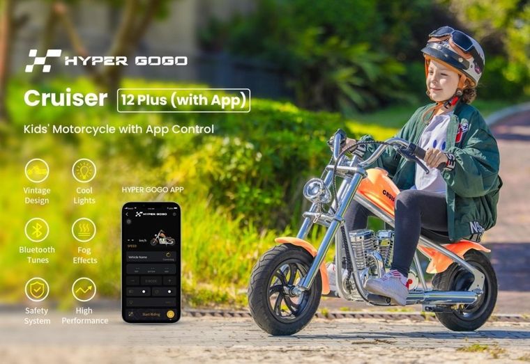 Hyper Gogo, Cruiser 12 Plus, Motocykl, pojazd na akumulator, z dostępem do aplikacji, zielony