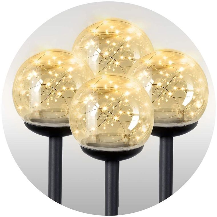 Ilumen, lampka solarna, przeźroczysta, kula, 4 szt.