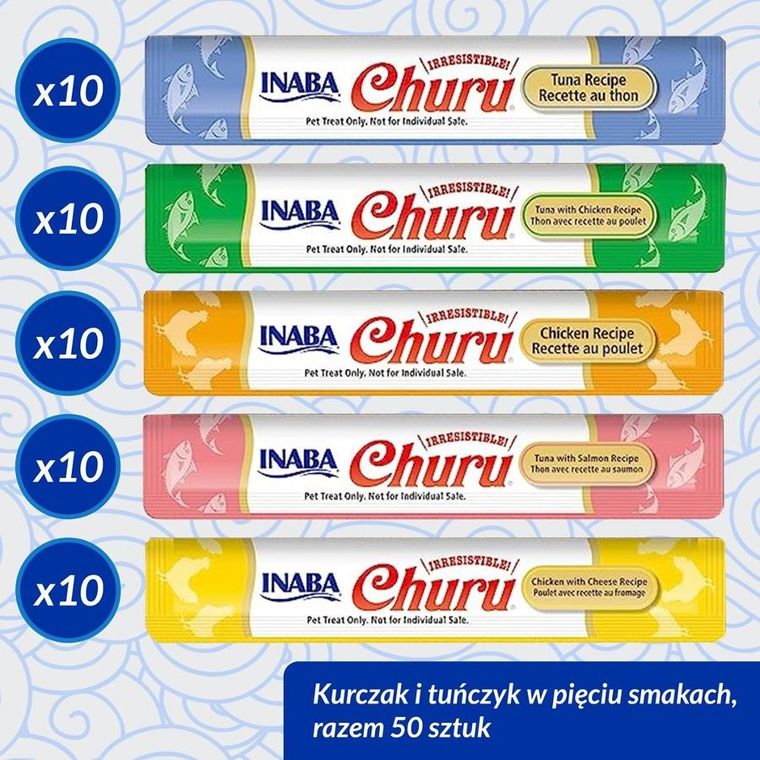 Inaba, Churu Varieties, tuńczyk i kurczak, przysmak dla kotam, 14g
