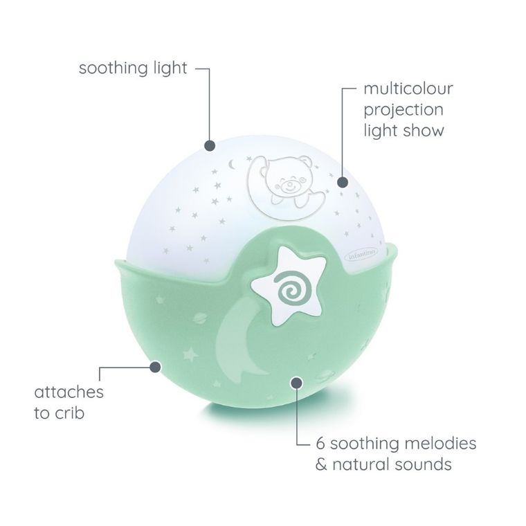 Infantino, projektor 2w1, zielony