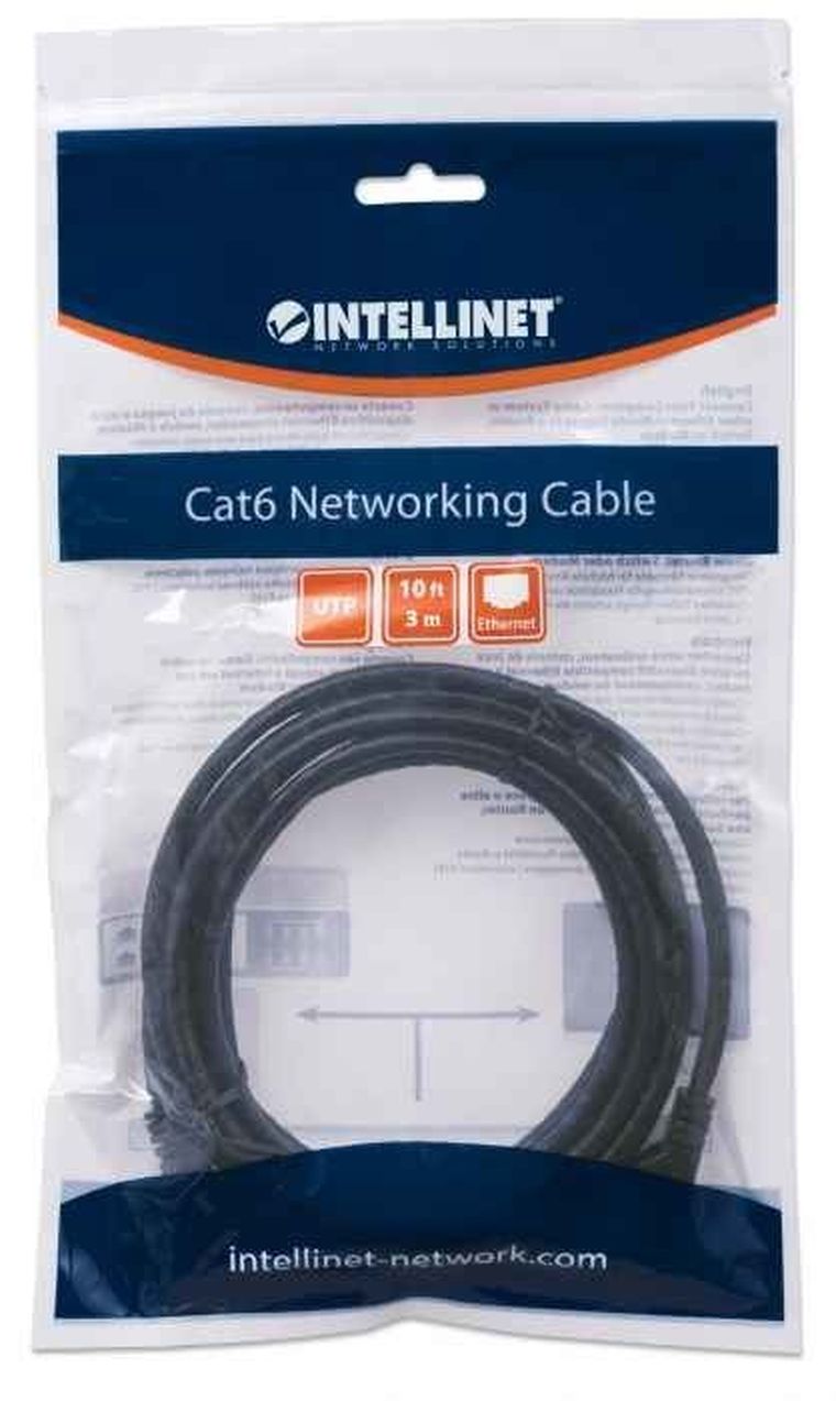 Intellinet, patchcord, kat. 6, UTP, 3m, czarny