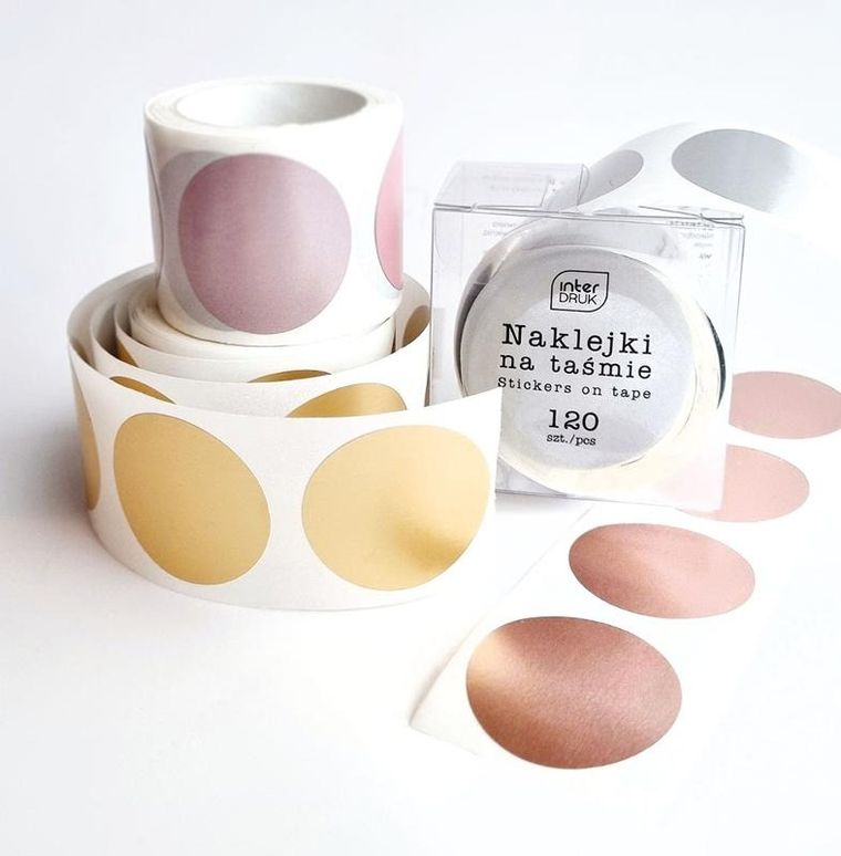 Interdruk, naklejki na taśmie, okrągłe, glam