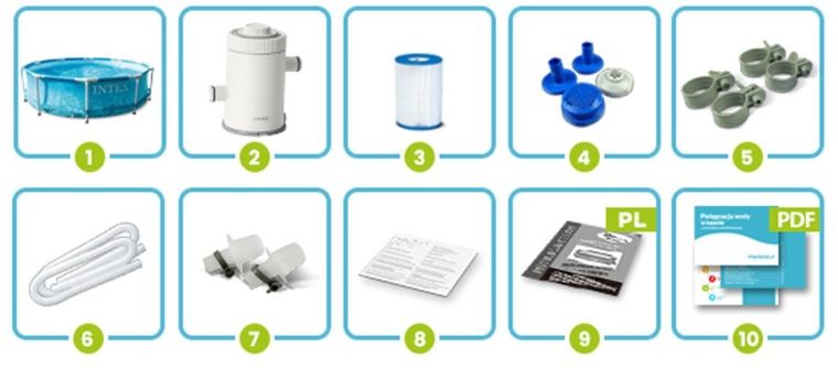 Intex, basen ogrodowy, stelażowy z pompą, 305-76 cm