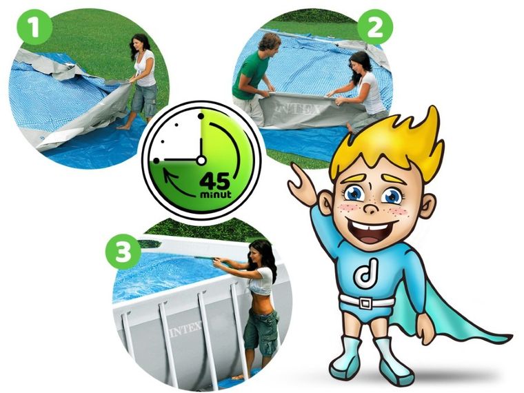 Intex, basen stelażowy, 400-200-122 cm, zestaw 10w1