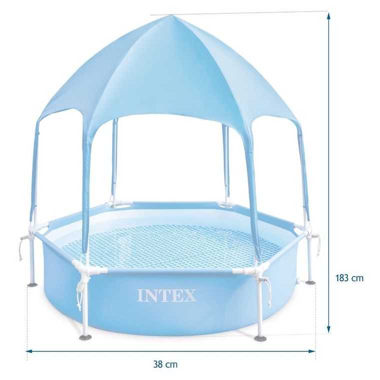 Intex, basen stelażowy z daszkiem, sześciokąt, 38-183 cm