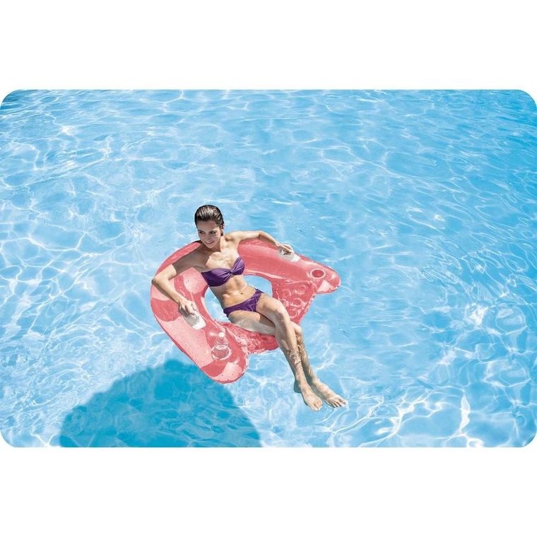 Intex, fotel do pływania z uchwytami, różowy, 147-99 cm