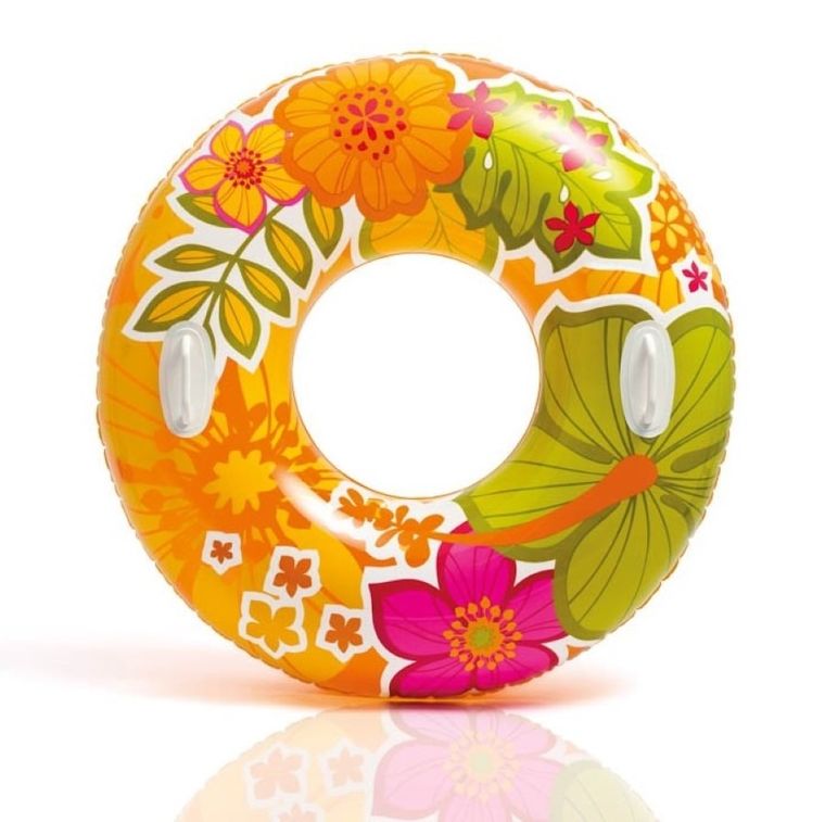 Intex, koło do pływania z uchwytami, przezroczyste