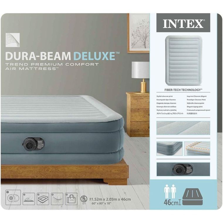 Intex, materac dmuchany z wbudowaną pompką elektryczną, 46-152-203 cm