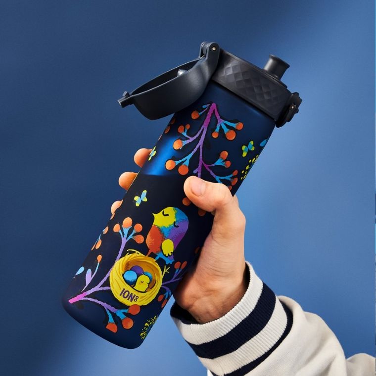 ION8, Egzotyczne ptaki, bidon z ustnikiem, niebieski, 500 ml