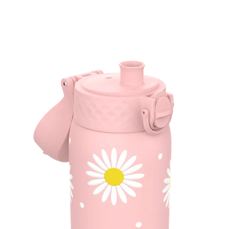 ION8, Kwiatki, bidon z ustnikiem ze stali nierdzewnej, różowy, 400 ml