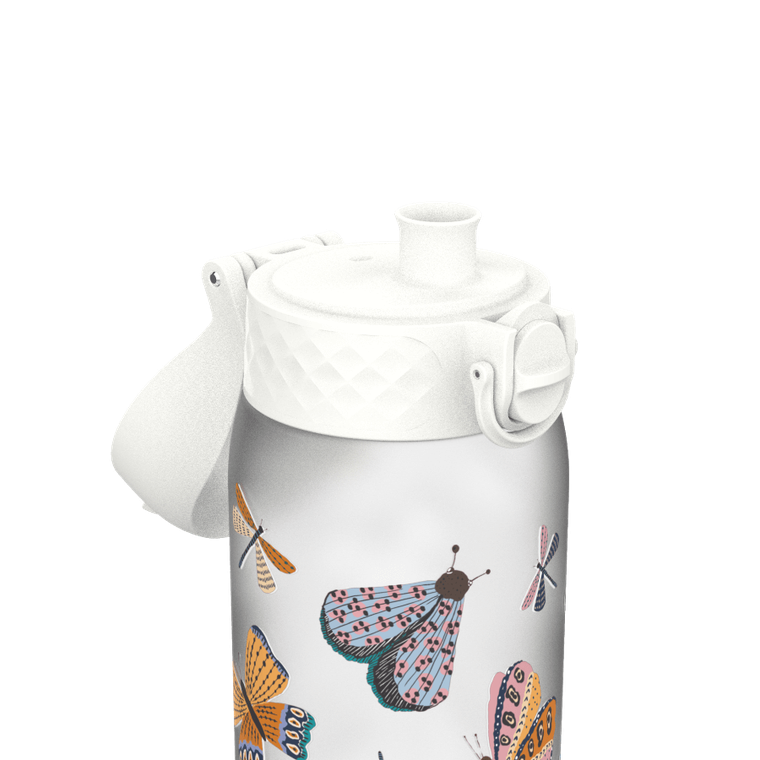 Ion8, Motylki, bidon z ustnikiem, biały, 350 ml