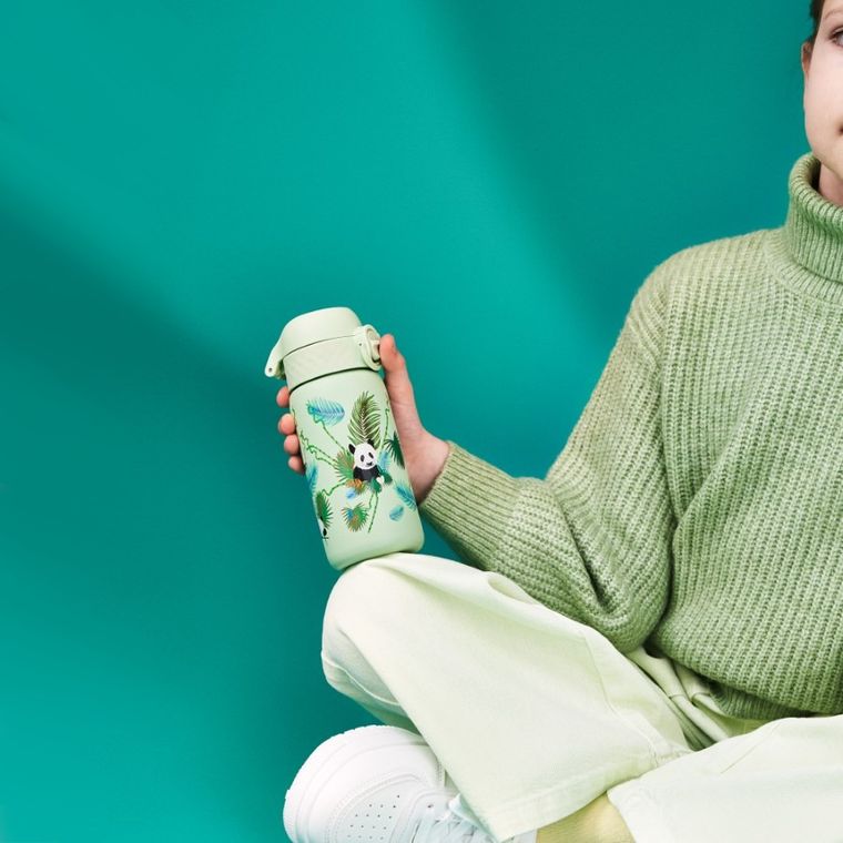 ION8, Panda, bidon termiczny z ustnikiem, zielony, 320 ml