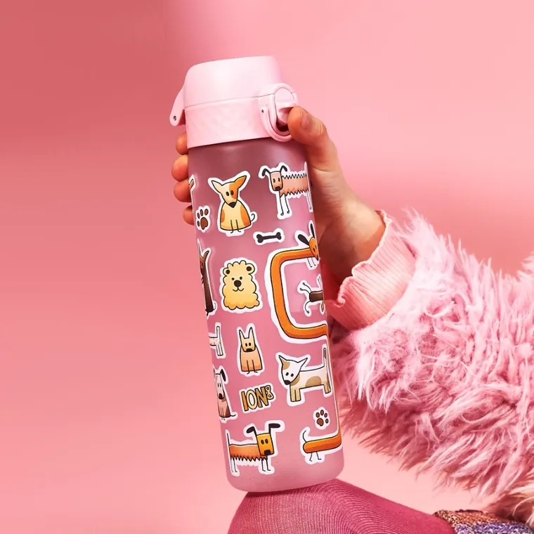 Ion8, Pieski, bidon z ustnikiem, jasny róż, 500 ml