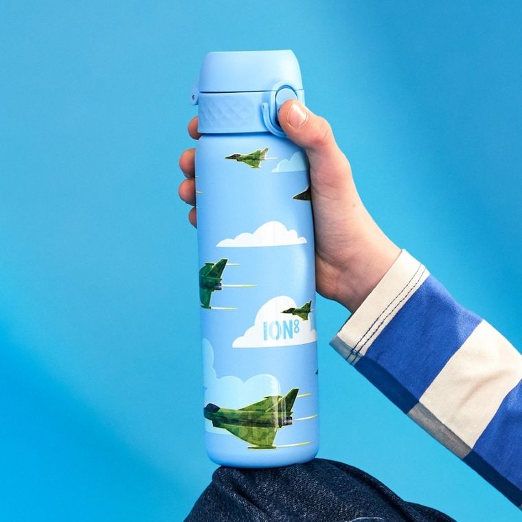 ION8, Samoloty, bidon stalowy z ustnikiem, niebieski, 600 ml