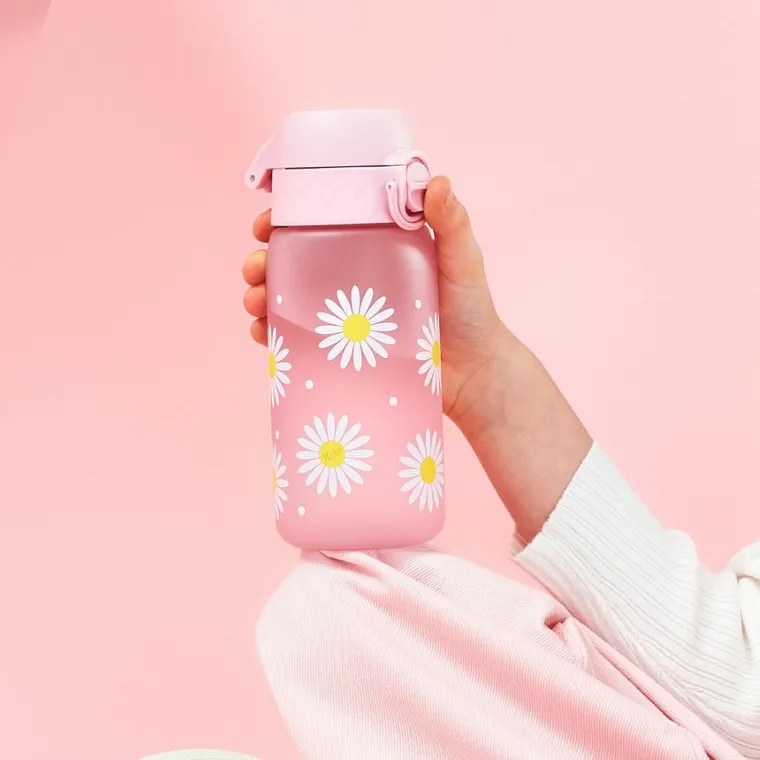 ION8, Stokrotki, bidon z ustnikiem, różowy, 350 ml