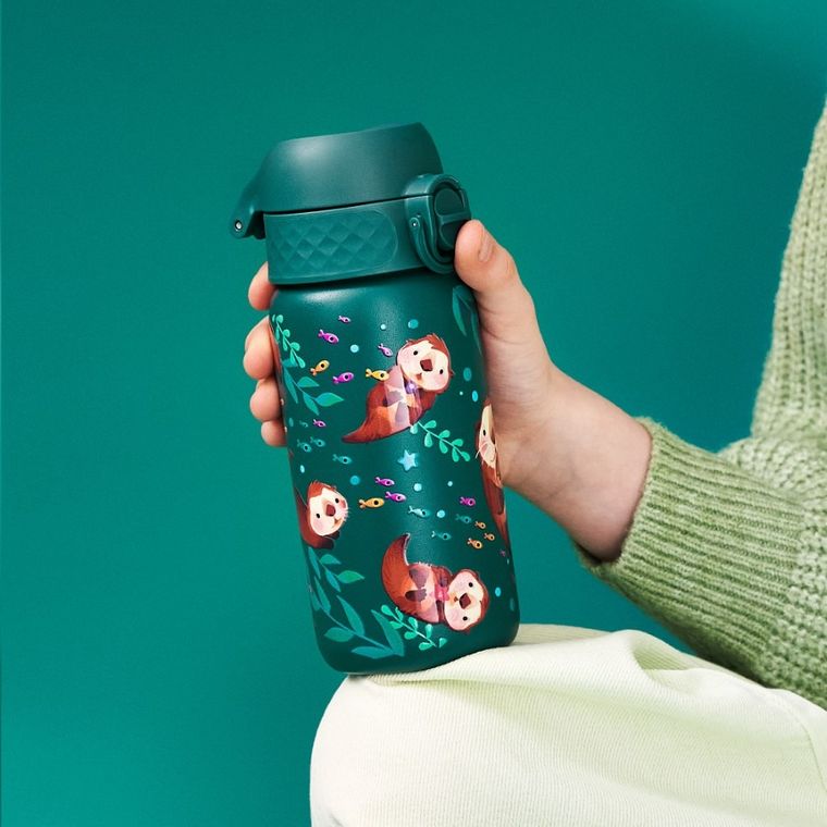 ION8, Wydry, stalowy bidon z ustnikiem, zielony, 400 ml