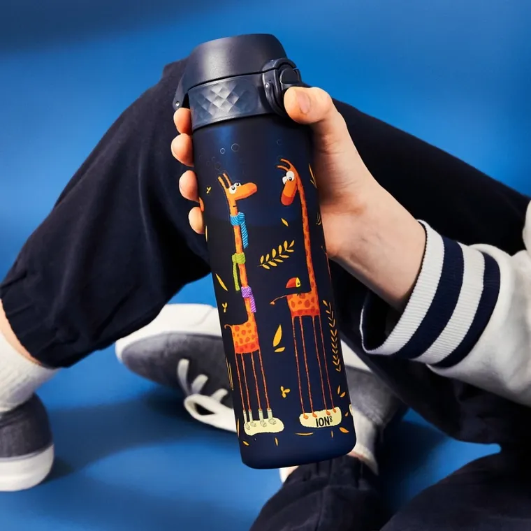 ION8, Żyrafy, bidon z ustnikiem, niebieski, 500 ml