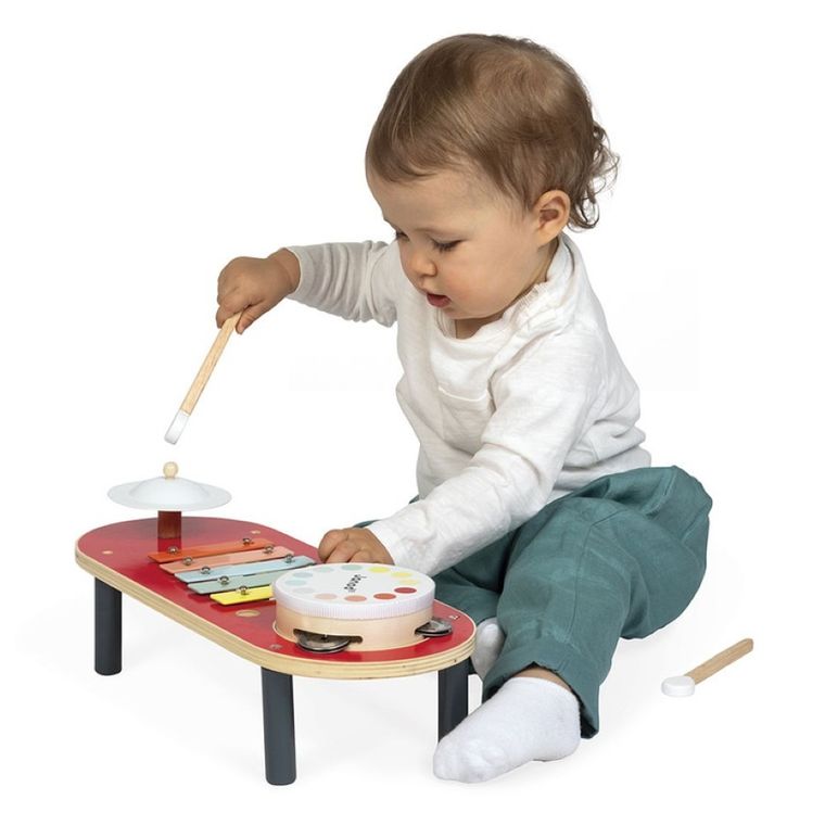 Janod, Confetti, stolik muzyczny, drewniane instrumenty