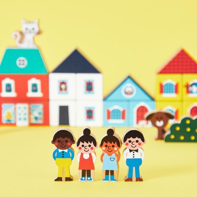 Janod, Cross Road, Miasto, zestaw klocków i figurek, 36 elementów