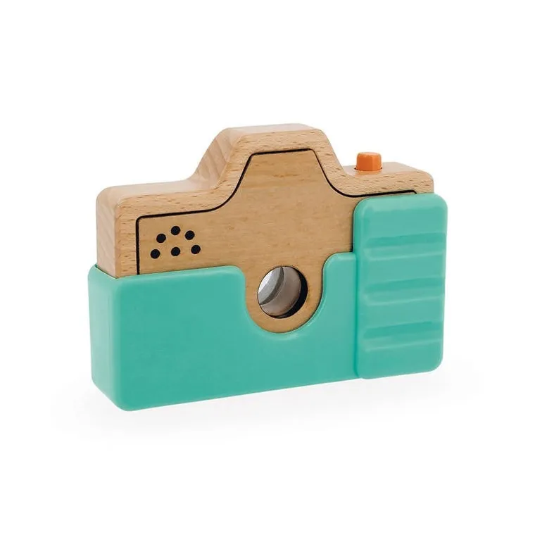 Janod, drewniany aparat fotograficzny z dźwiękiem i lampą błyskową