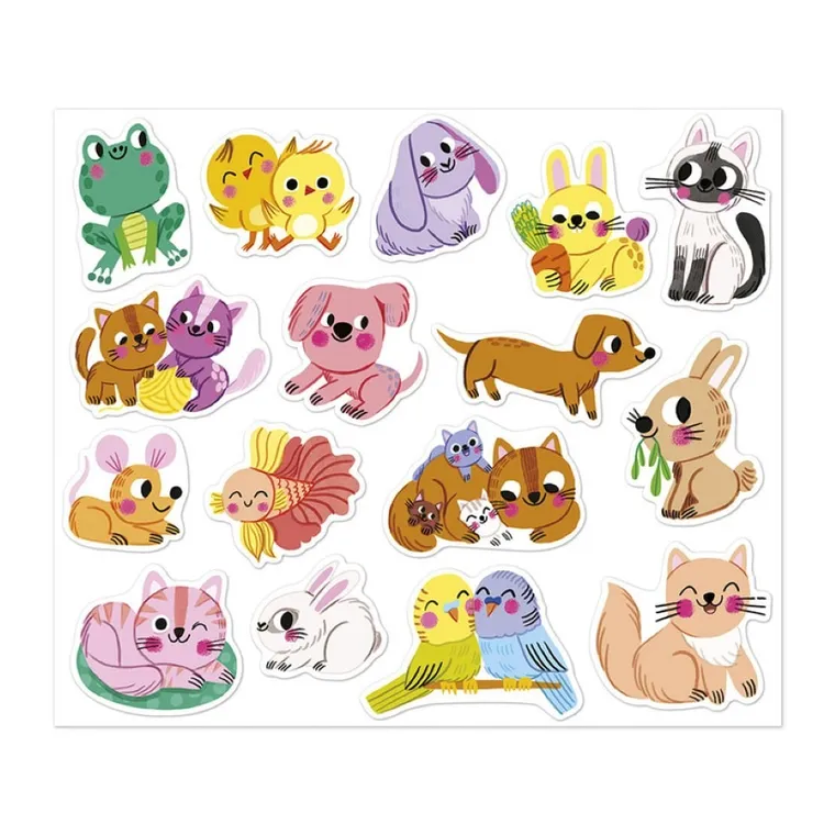 Janod, duże naklejki, domowe pupile, 100 szt.