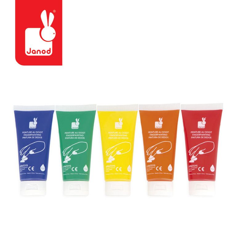 Janod, farbki do malowania rękami, 5 kolorów