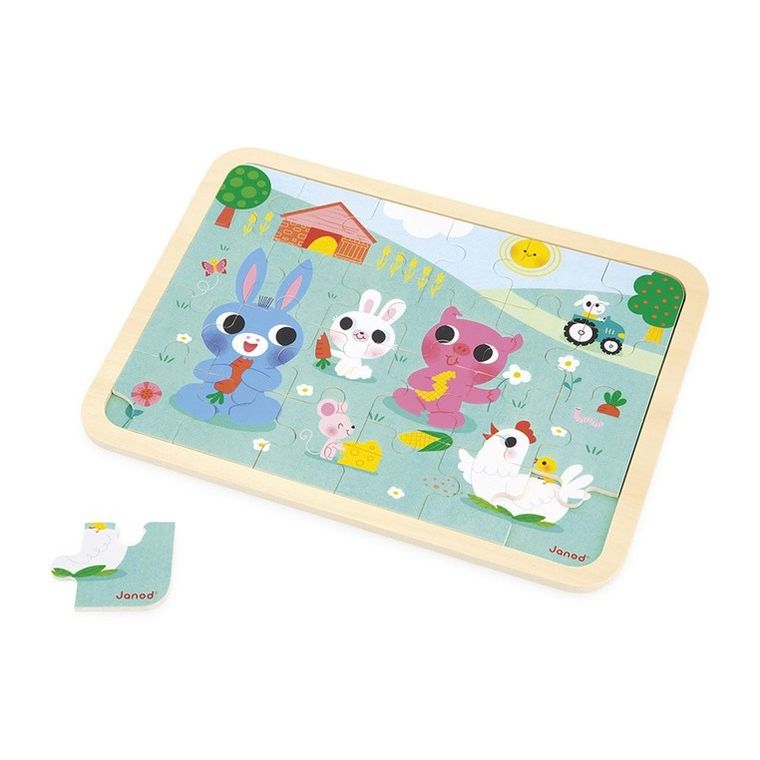 Janod, Farma, puzzle drewniane, 24 elementy