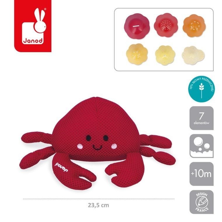 Janod, krab z muszelkami, zabawka do kąpieli