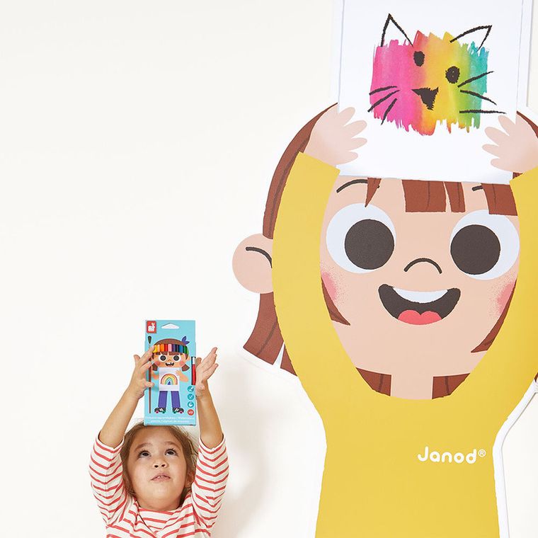 Janod, kredki akwarelowe z pędzelkiem, 12 kolorów