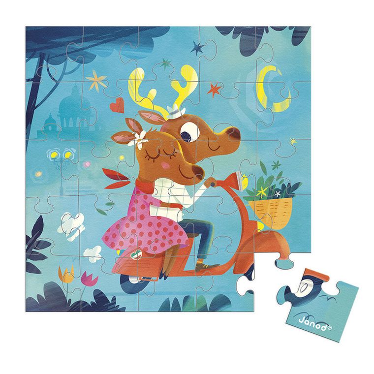 Janod, Love dolce vita, puzzle z kartką okolicznościową, 2w1, 25 szt.