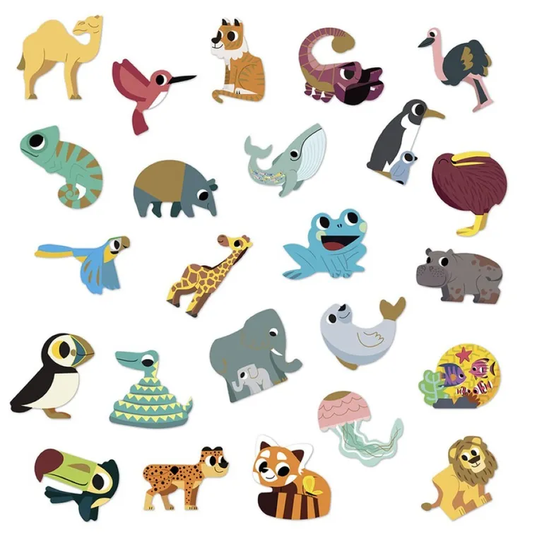 Janod, naklejki, zwierzęta egoztyczne, 100 szt.