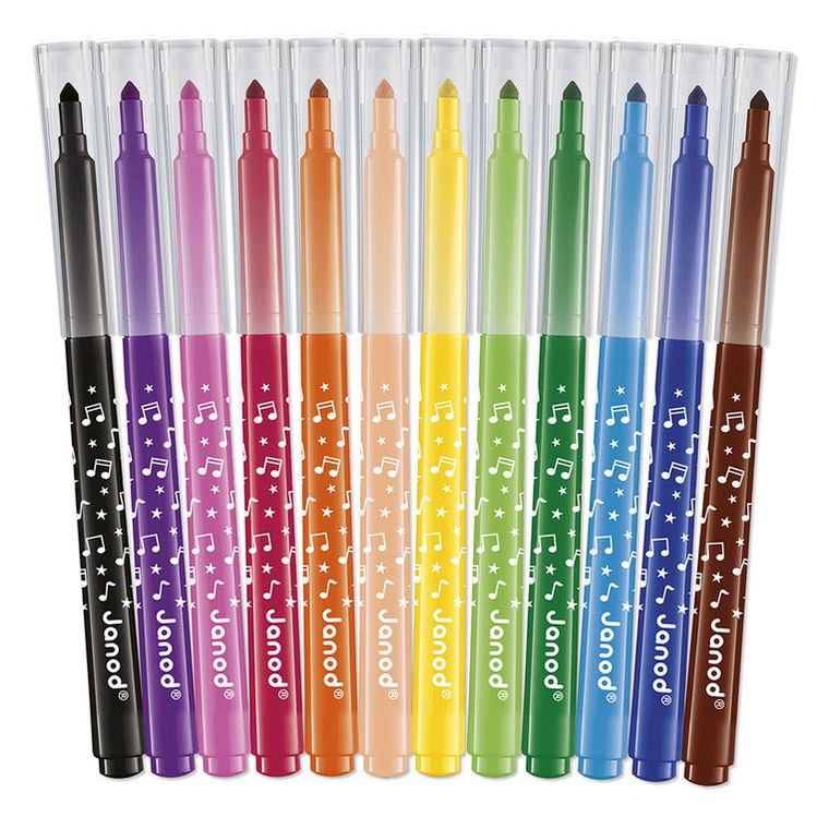 Janod, pisaki z filcową końcówką, flamastry, 12 kolorów