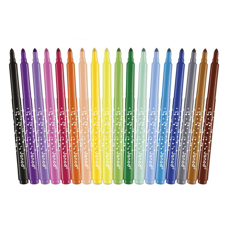 Janod, pisaki z filcową końcówką, flamastry, 18 kolorów