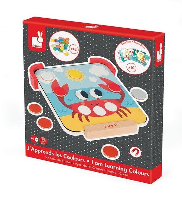 Janod, Uczę się kolorów, magnetyczna układanka drewniana z tablicą