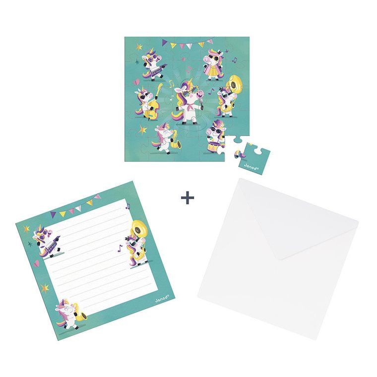 Janod, Unicorn, puzzle z kartką okolicznościową, 2w1, 25 szt.