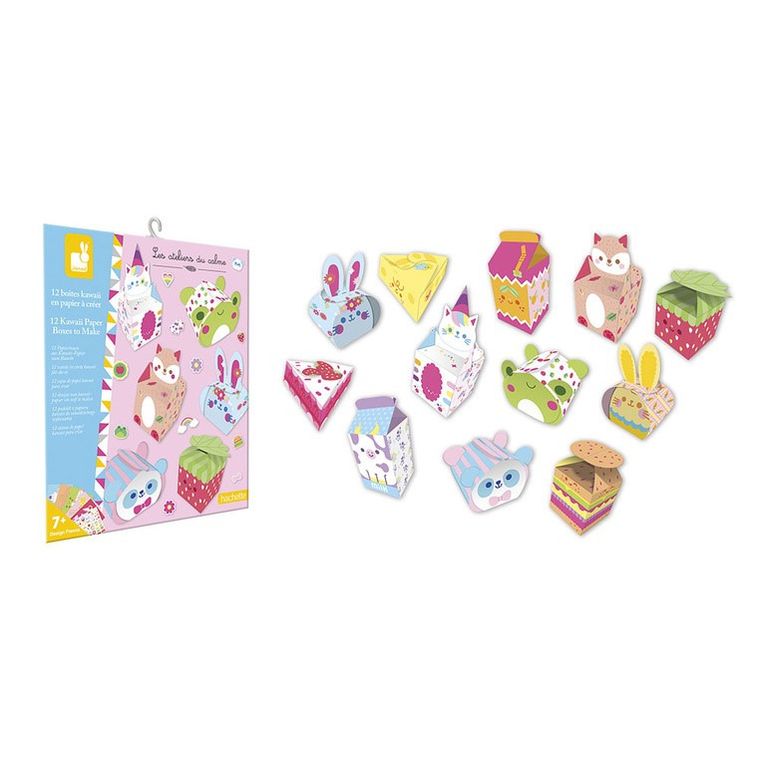 Janod, zestaw do składania pudełek kawaii, 12 szt.