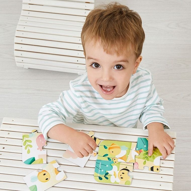 Janod, Zwierzątka Pure, puzzle progresywne w walizce, 4 układanki, 43 elementy