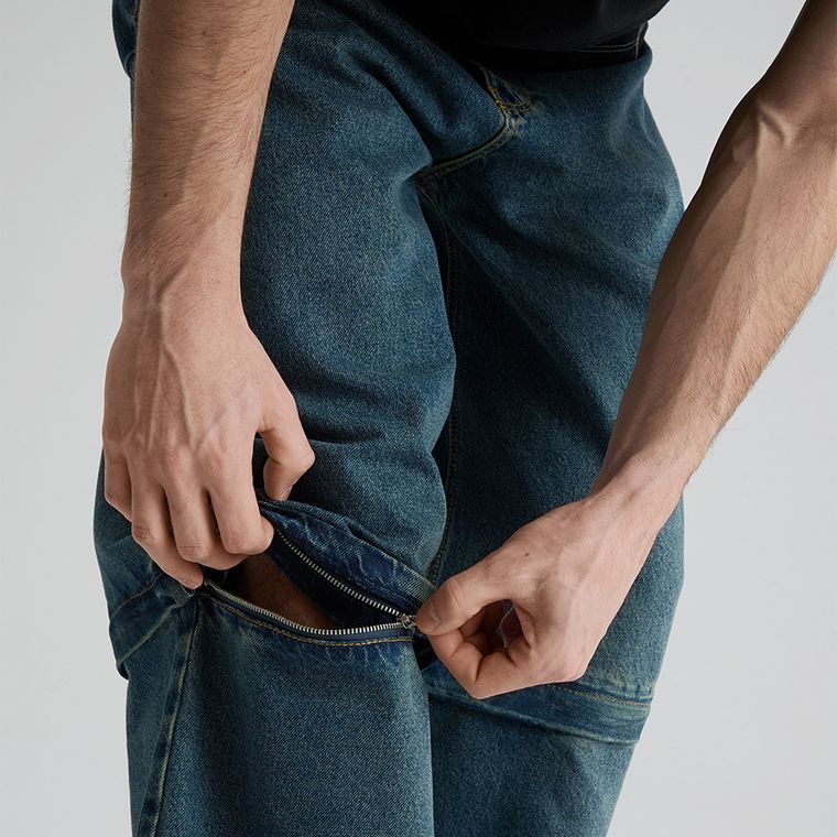 Jeansy wide leg unisex z odpinanymi nogawkami NOWEAR