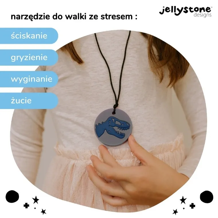Jellystone Designs, Dinozaur, wisiorek antystresowy, szary