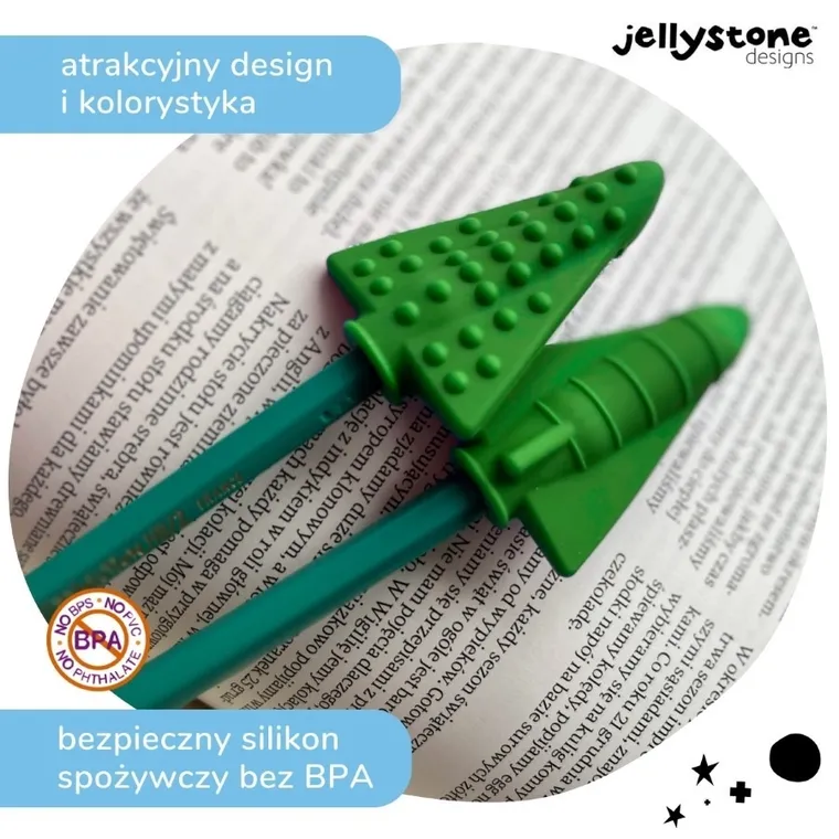 Jellystone Designs, nakładki antystresowe na ołówek, zielony, 2 szt.
