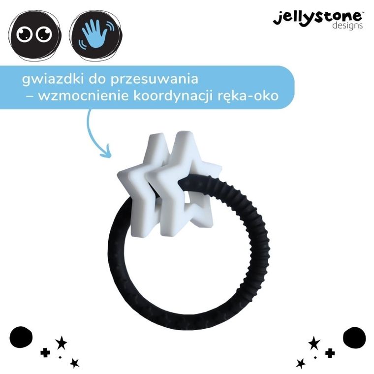 Jellystone, gryzak, gwiazdki, czarno-biały