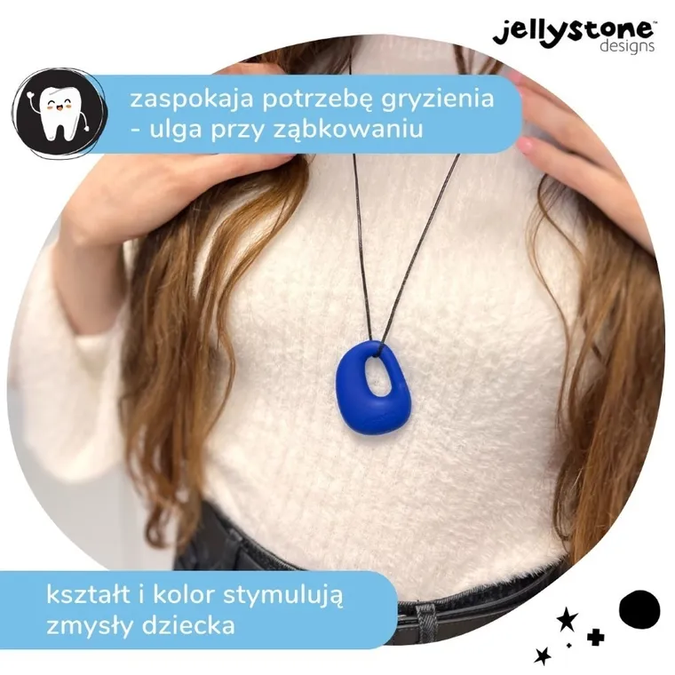 Jellystone, Kamyk, gryzak-wisiorek, silikonowy, granatowy