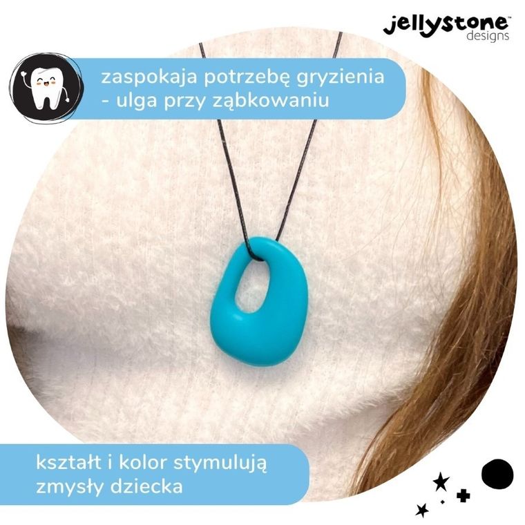 Jellystone, Kamyk, gryzak-wisiorek, silikonowy, turkusowy