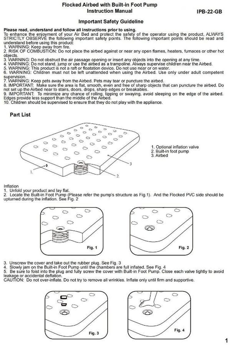 Jilong, materac flokowany z wbudowaną pompką nożną, 1-osobowy, 191-73-22 cm
