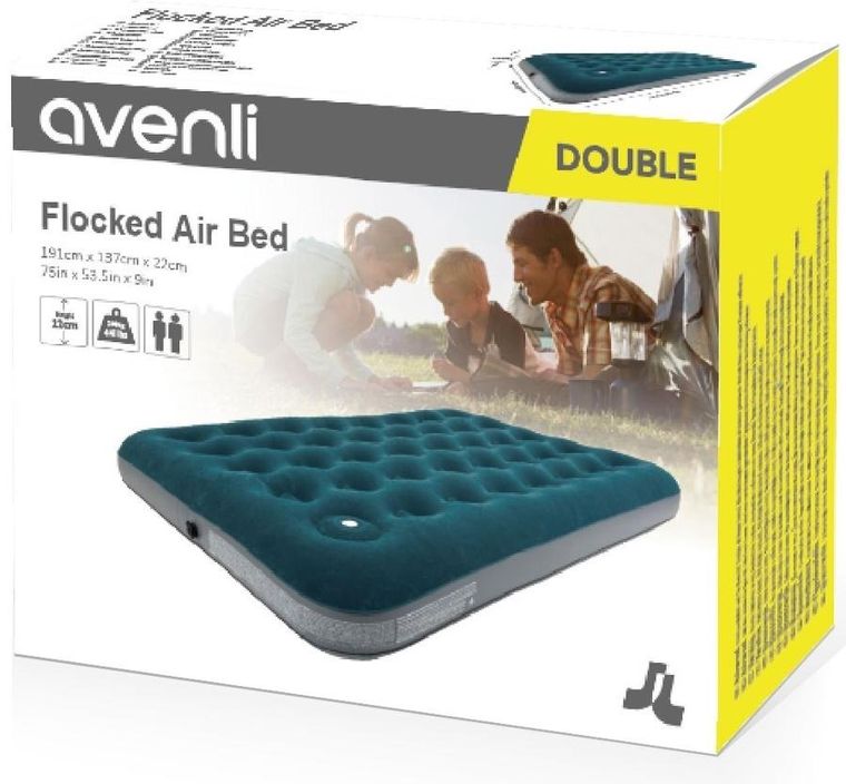 Jilong, materac flokowany z wbudowaną pompką nożną, 2-osobowy, 191-137-22 cm