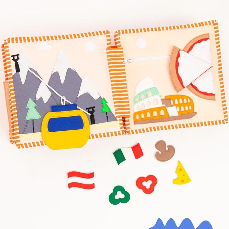 Jolly Designs. Dookoła Świata. Książeczka sensoryczno-manipulacyjna